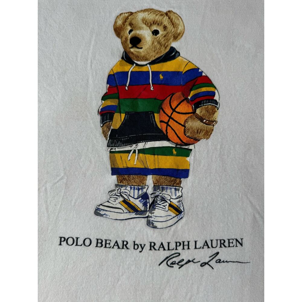 Ralph Lauren Polo Bear T-Shirt Youth L (14–16) 2010s White Ringer Tee - Picture 3 of 7